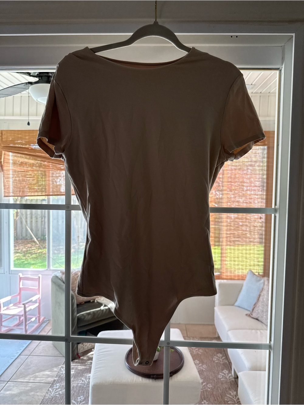 Abercrombie & Fitch Women's Short Sleeve Bodysuit in Nude